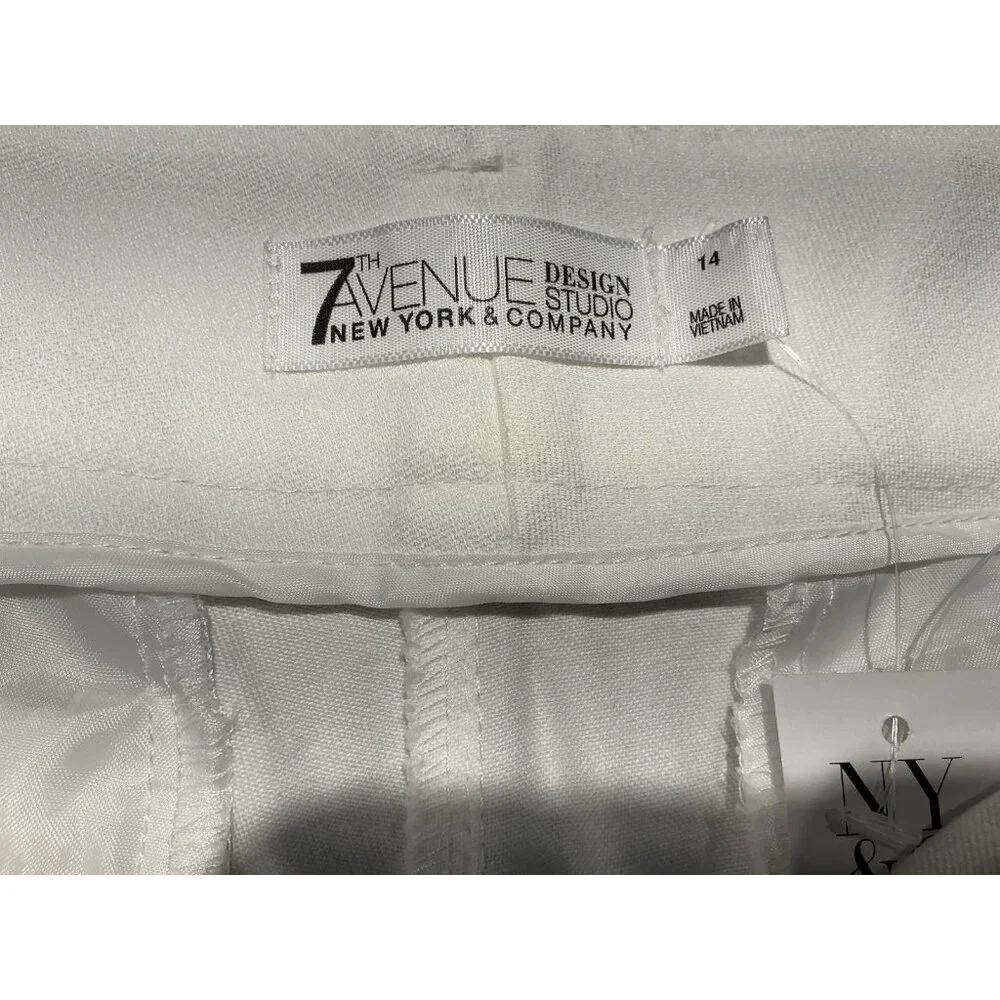 New York & Company Audrey Slim Leg Crop Women's 4 Way Stretch Size 14 White NWT - Picture 8 of 12